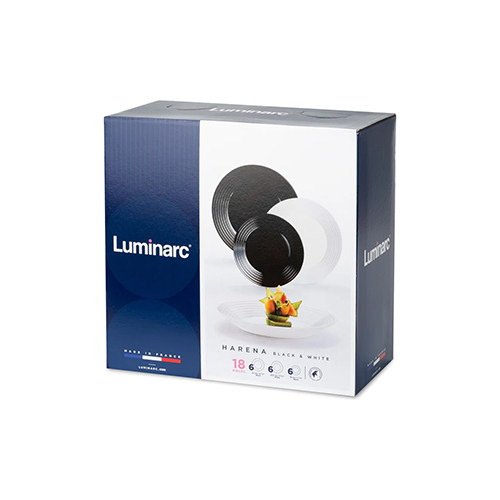 Столовый набор АРЕНА БЛЭК ЭНД УАЙТ Luminarc N1518, 18 предметов