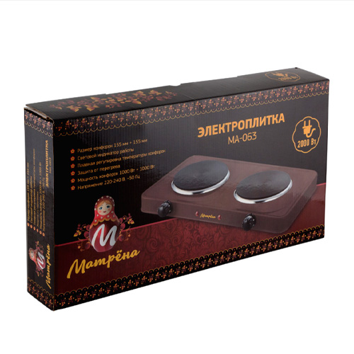 Электроплитка Матрёна МА-063, коричневый, блин, 2 конфорки