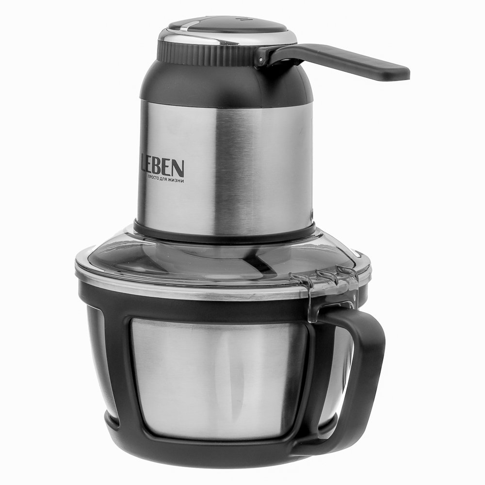 Блендер переносной (измельчитель) с металлической чашей LEBEN, 2 литра, 4 ножа, 300Вт, 220-240В