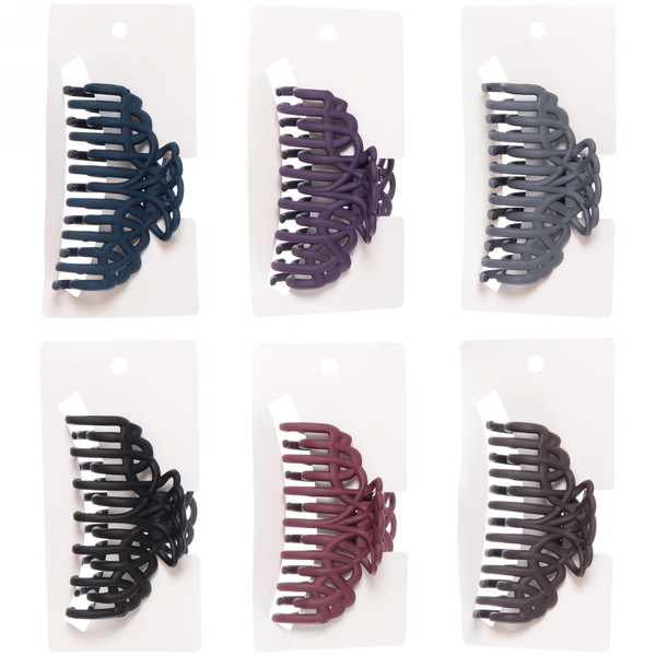 Заколка-краб для волос на блистере "Diana Collection - Milena", микс 6 цветов, 9см 