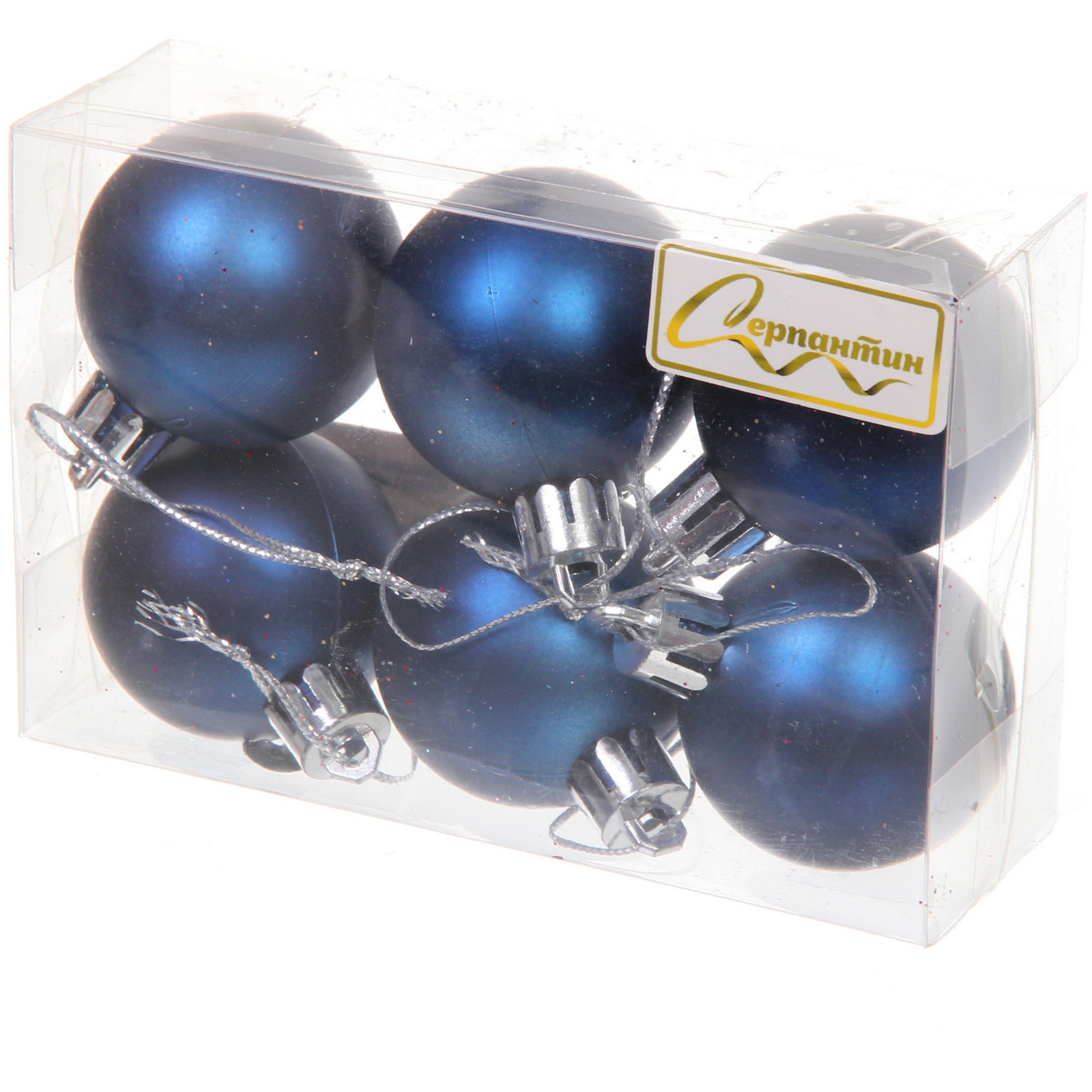 Новогодние шары 4 см (набор 6 шт) "Матовый", сапфир