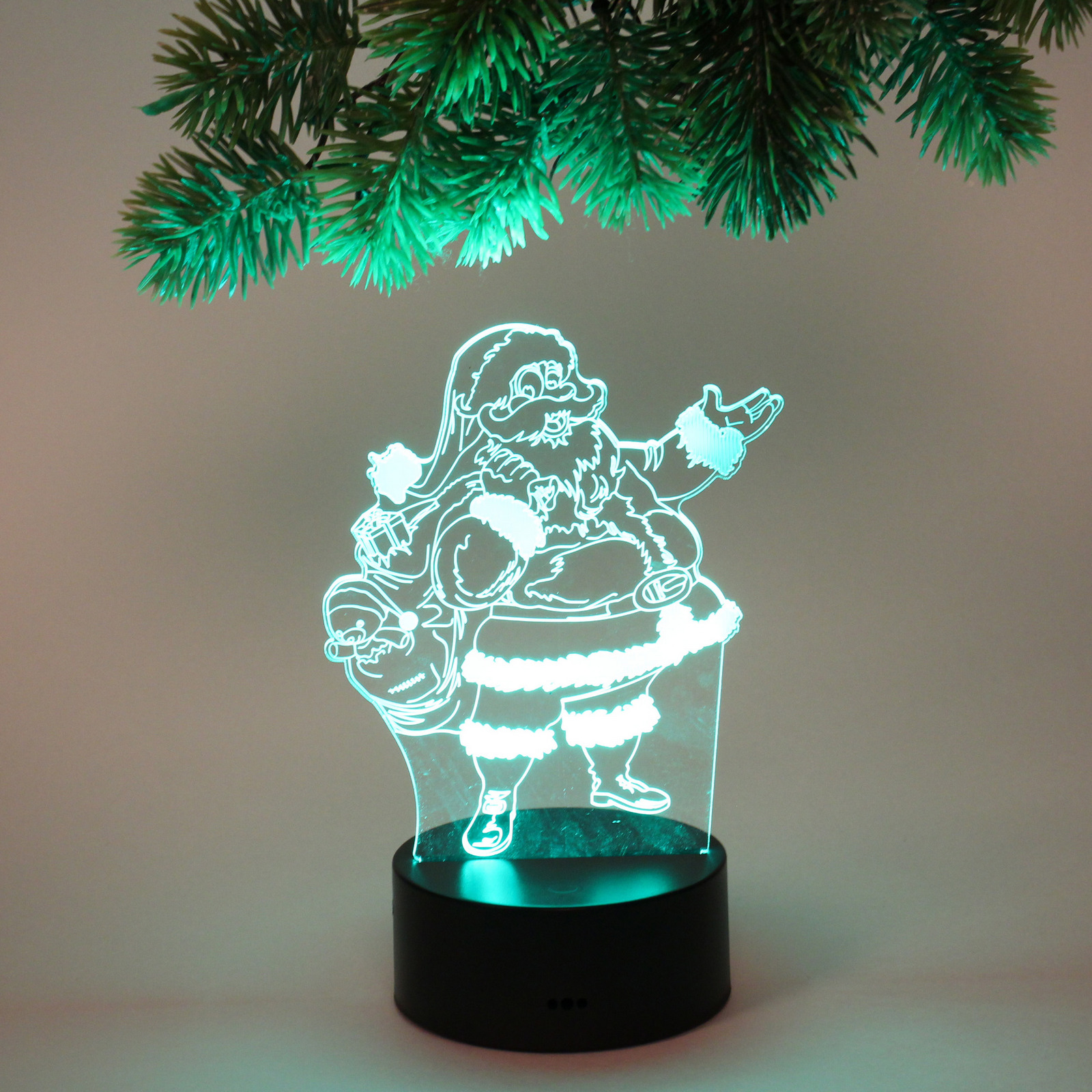 Светильник ночник "3D-Дедушка Мороз" на пластиковой подставке, с включателем USB