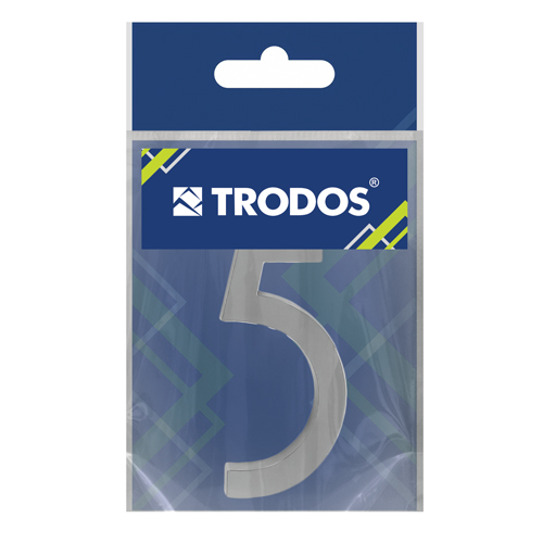 Цифра дверная Trodos "5" модерн, хром