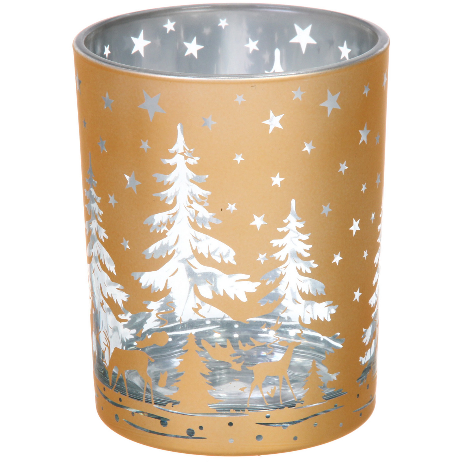 Подсвечник "Снежный лес" 10*12,5 см, Золото