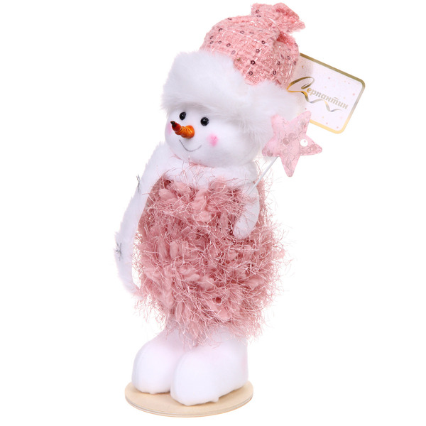 Фигурка "Зимний снеговик" 25 см, Розовый (микс дизайнов)