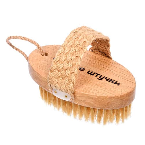 Щетка деревянная "Антицеллюлит" банная массажная, с натуральной щетиной,13 см, для бани и сауны "Банные штучки"