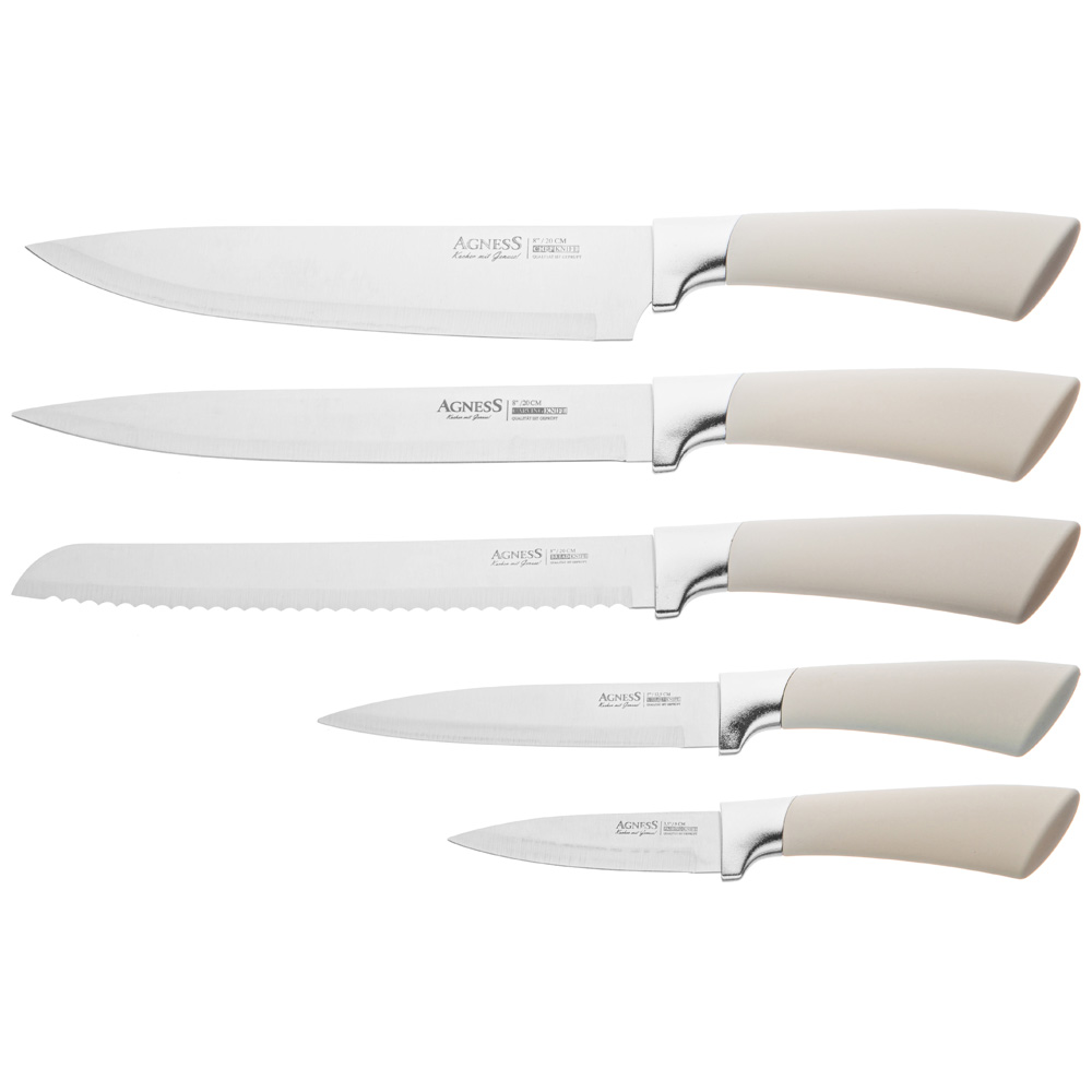 НАБОР НОЖЕЙ AGNESS НА ПЛАСТИКОВОЙ ПОДСТАВКЕ, 6 ПРЕДМЕТОВ