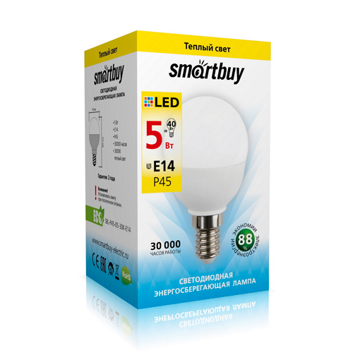 Светодиодная (LED) Лампа Smartbuy-P45-05W/3000/E14
