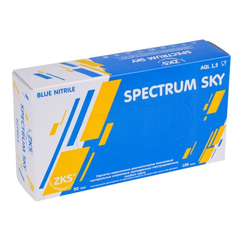 Перчатки нитриловые голубые SPECTRUM SKY M, 50пар/100шт, 50/500