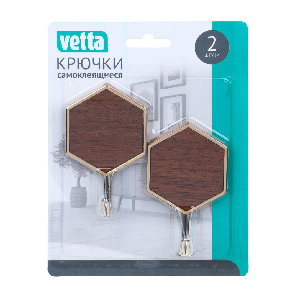 VETTA Крючки самоклеящиеся, "Дерево", 2 шт, пластик, металл