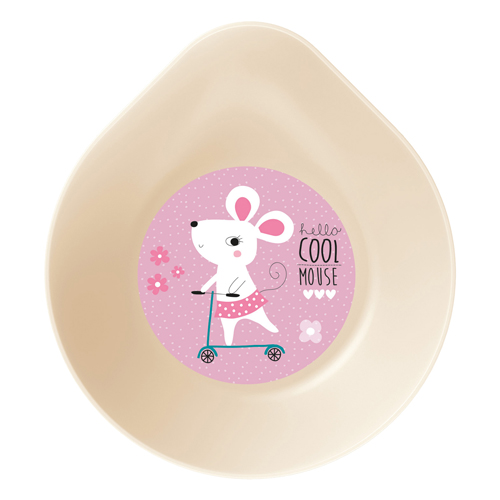 Миска детская 135 мм Homver 221152825/01, с крышкой с декором Best friends, светло-бежевая