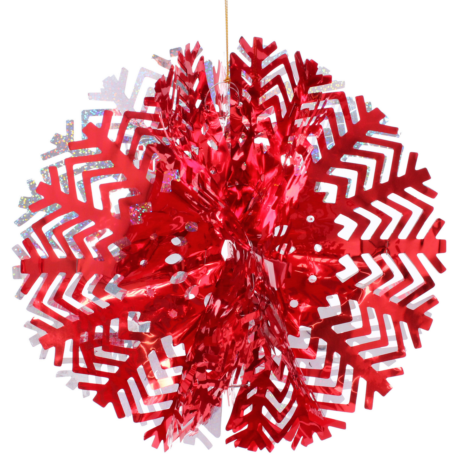 Украшение фольгированное "Снежный шар" d-30 см, Красный