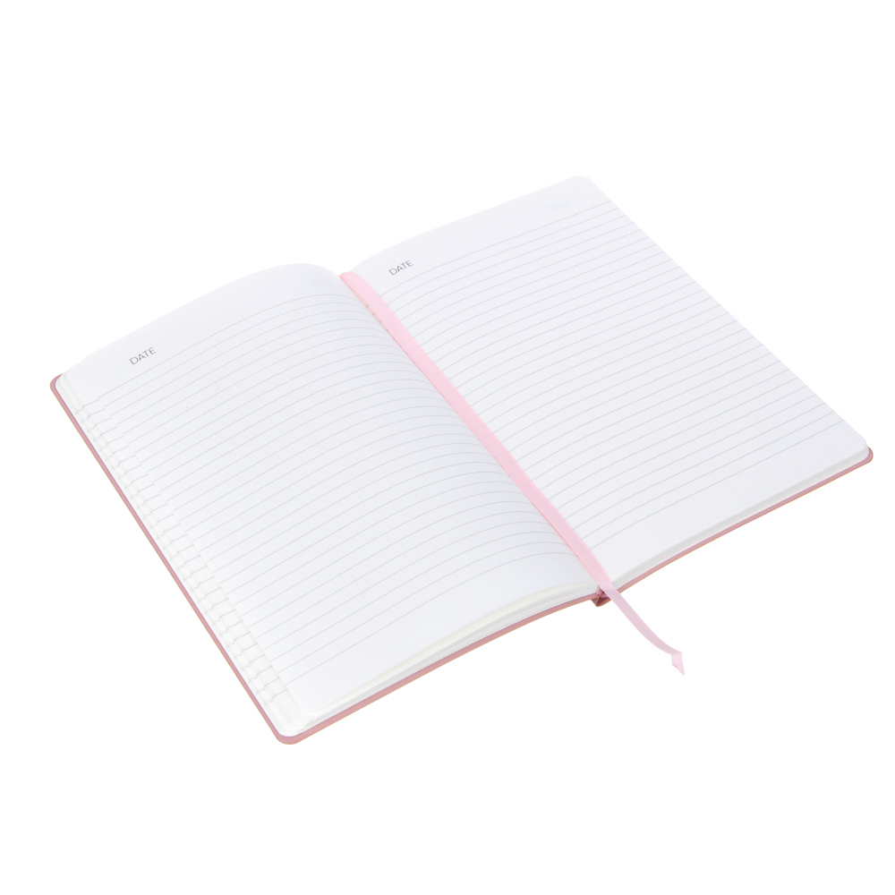 Бизнес - блокнот "БЛАНЖ" А5, 192 стр., гибкая обл., иск.кожа, нашивки в форме букв, розовый