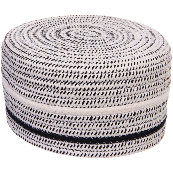 Корзинка вязаная интерьерная "ВАЛЬТА", цвет черный/белый, 21*11см, (лейбл селфи)