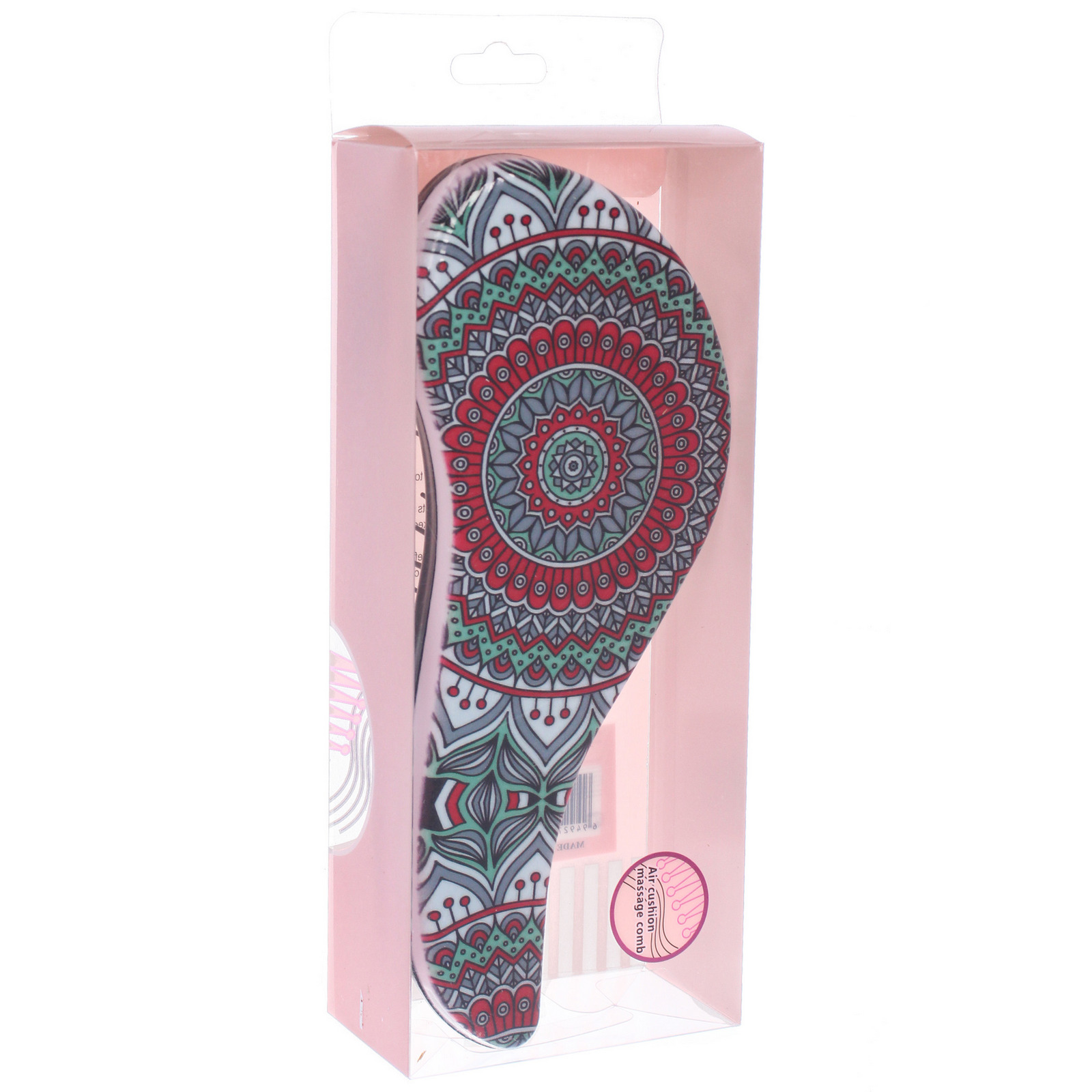 Расческа массажная компактная "ЛАНТА", микс 4 дизайна, 18*7,5см (PVC коробка)