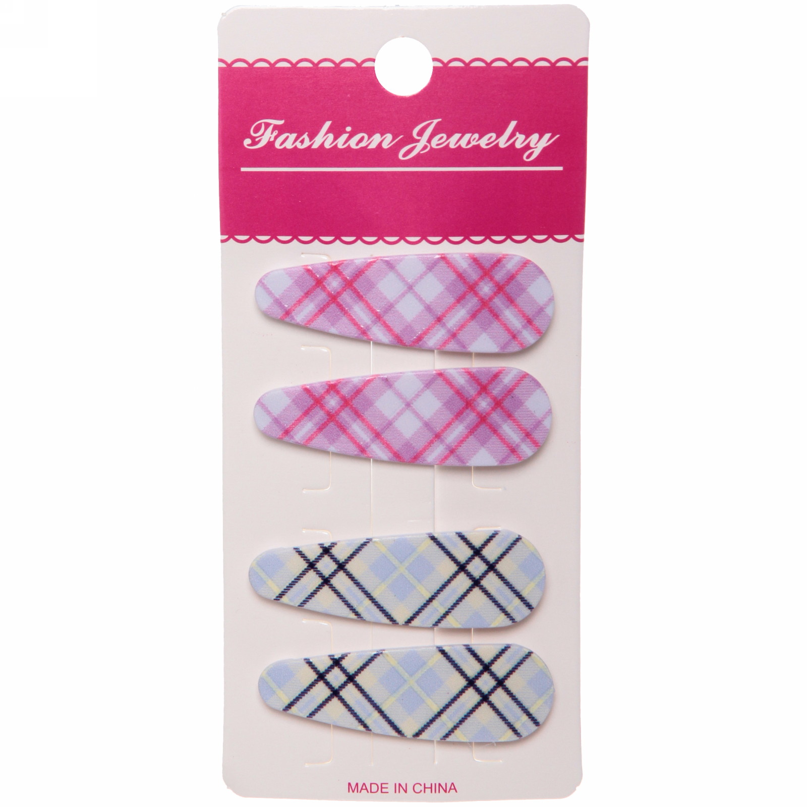 Зажимы для волос 4шт "Collection School", принт клетка, 5,2*1,7см