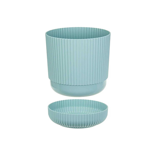 Кашпо 3.6 л IDEA ВЕЛЬВЕТ М 3182, с пристегнутым поддоном, морская волна, 180 мм