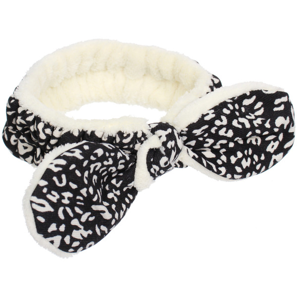 Повязка на голову косметическая "ДАЙМОНД РУШ", леопард, цвет бежевый, черный и коричневый, 20*5.5см (ZIP пакет)