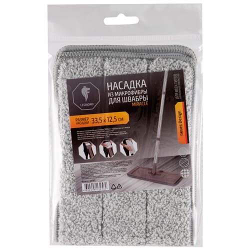 Насадка для швабры плоская из микрофибры 33,5х12,5 см Miracle, 2/20/100