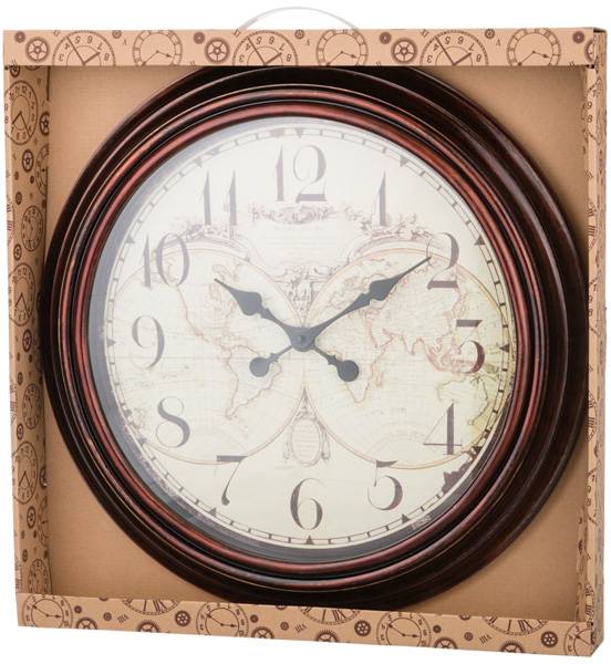 Часы настенные кварцевые  "WORLD MAP" 50*50*5 см. д. циферблата 39 см