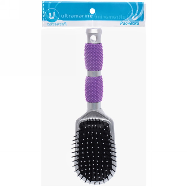 Расческа массажная "Lavanda", трапеция, цвет ручки фиолетовый, 23,5см.