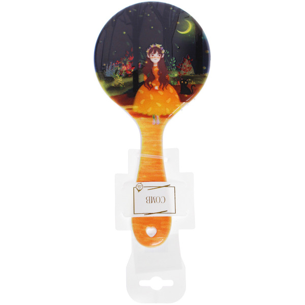 Расческа массажная круглая "ЭФФЛОДИ", микс 4 дизайна, 22*10см (PVC подвес)