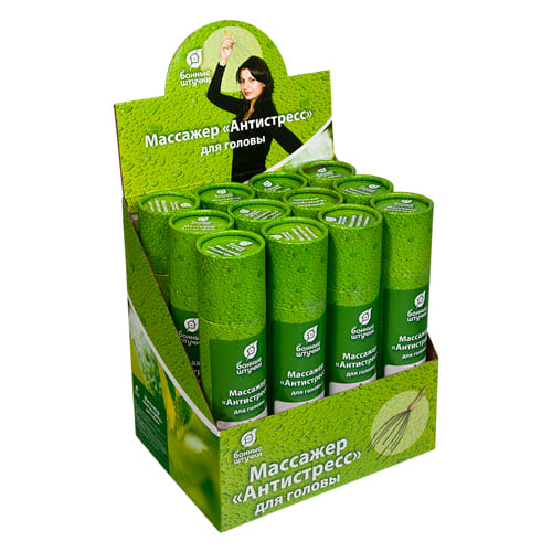 Массажёр для головы "Антистресс" в тубе, в дисплей-боксе 12 шт,  для бани и сауны "Банные штучки"