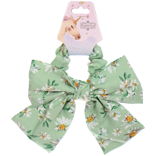 Резинка для волос "ПЕРСЕЯ", ромашки, микс 6 цветов, d-8,5см (подвес Кокетка Единорог)