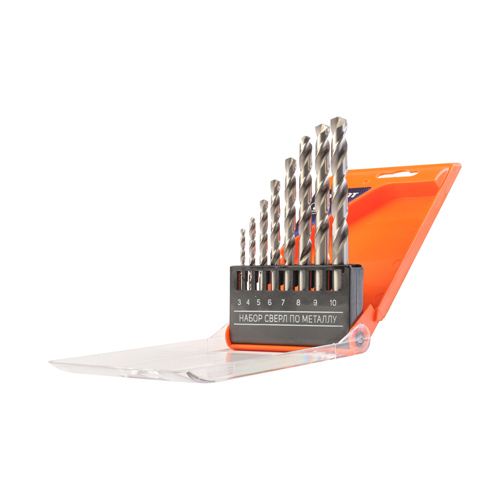 Набор сверл по металлу PATRIOT, HSS, 8 шт, 3 -10 мм, в пластиковом боксе