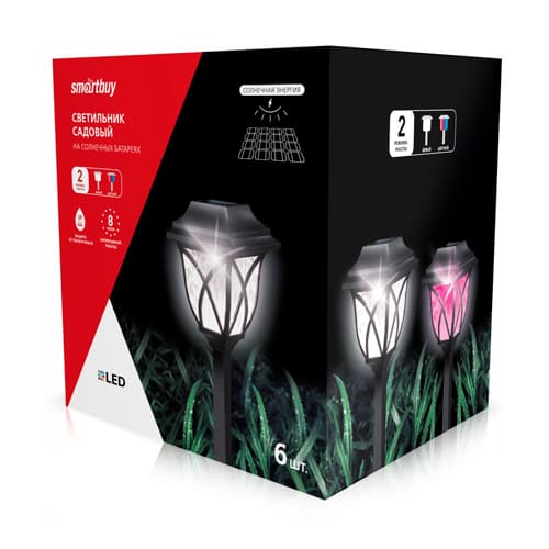 Садовый светильник Smartbuy на солнечной батарее, пластик, 10x10x45 см (SBF-114)/48