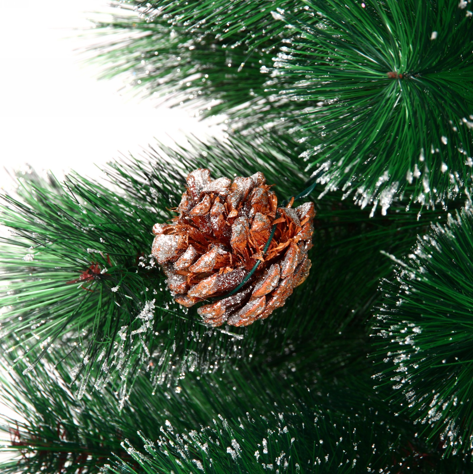 Ёлка "Снегурочка"  90 см, леска с шишками и серебряным инеем (45 веток)