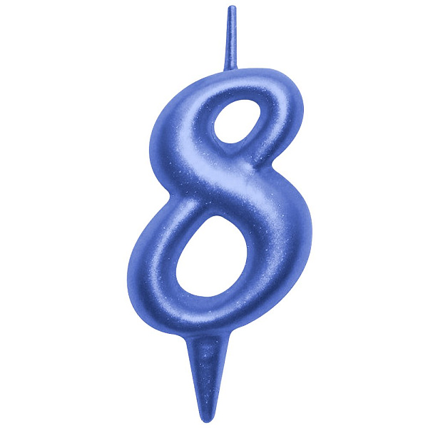 Свеча для торта "Овал" цифра 8 (синий), 8х4х1,2 см. 
