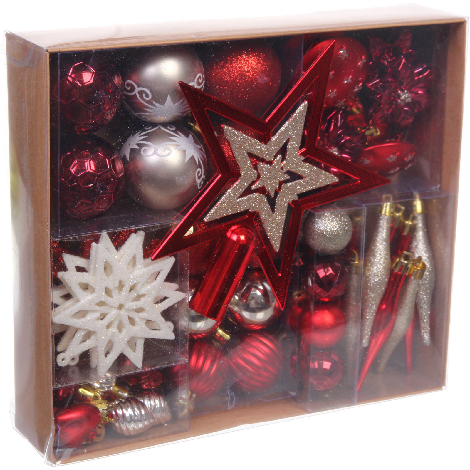 Набор ёлочных украшений "Сказочная зима" 45 предметов, Красный/Шампань