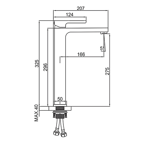 Смеситель для умывальника высокий с гайкой Ledeme K11127