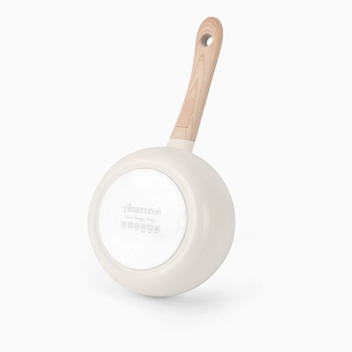 Ковш с крышкой Amercook K-WHITE 16 см, 1,7 л,  3-х слойное черное антипригарное покрытие, белый