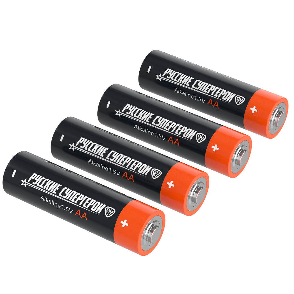 BY Русские Супергерои Батарейки АА 4шт в блистере, щелочные, Герои, ПЕРЕСВЕТ