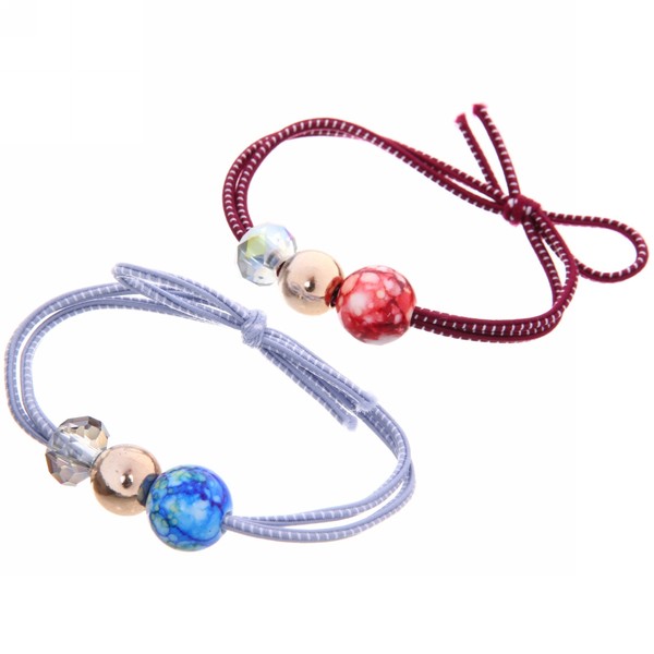 Резинки для волос 2шт "Кокетка - Your Style Малахит", цвет бусин микс, d-5,5см