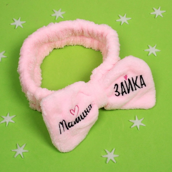 Повязка на голову "New collection Vostok - Мамина зайка", микс 6 цветов, 20*6см ( упаковка белый ZIP пакет )