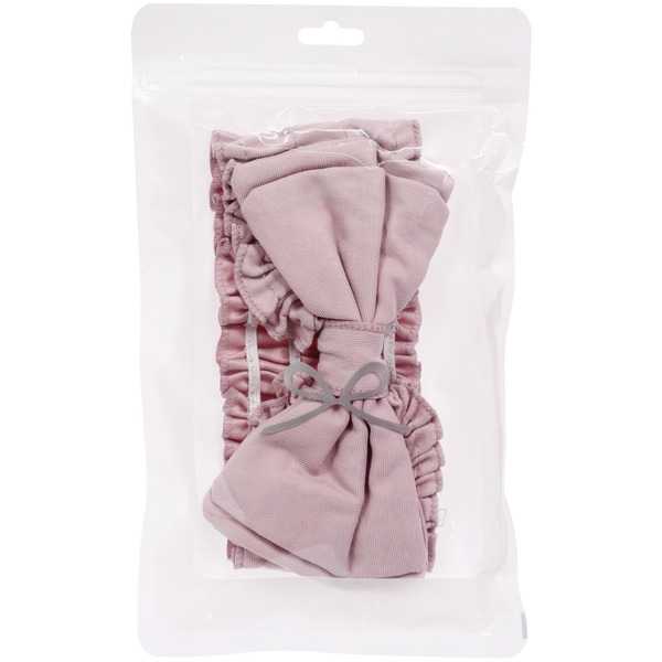 Повязка на голову косметическая "ДАЙМОНД РУШ", бантик, цвет белый, пудровый, небесный и лиловый, 20*7см (ZIP пакет)