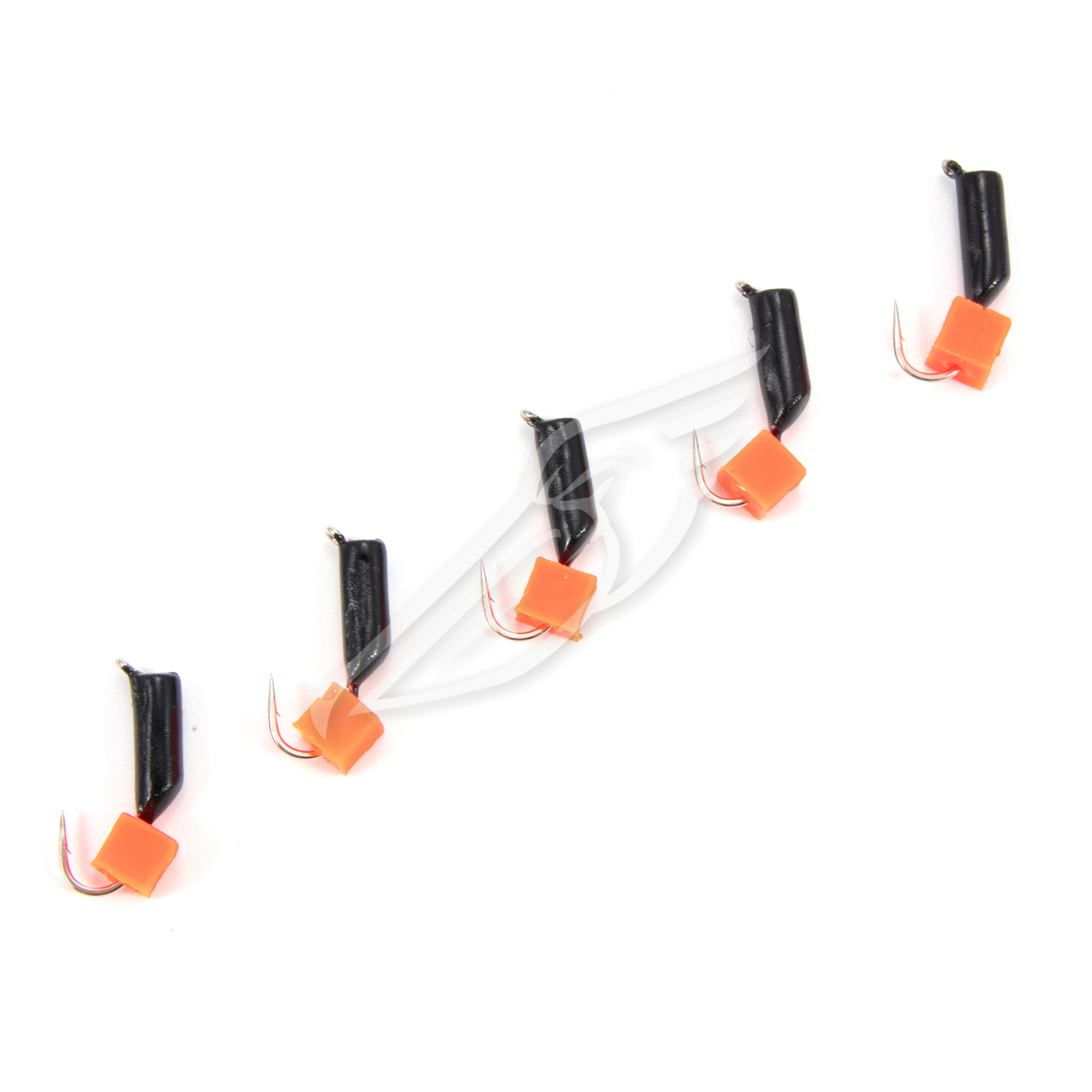 Мормышка безнасад. ЯМАН "Гвоздекубик" черный, d-2,5 мм, вес 0,6 г, ядреный кубик красный (уп. 5 шт.)