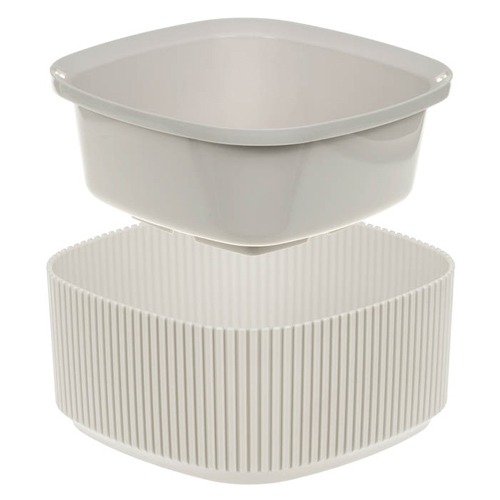 яяяГоршок для цветов СТРИП 165х165мм 0,9л со вставкой (кремовый) (1/16)