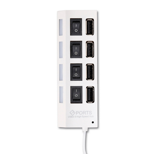 USB 2.0 хаб с выключателями, 4 порта, СуперЭконом, белый, SBHA-7204-W