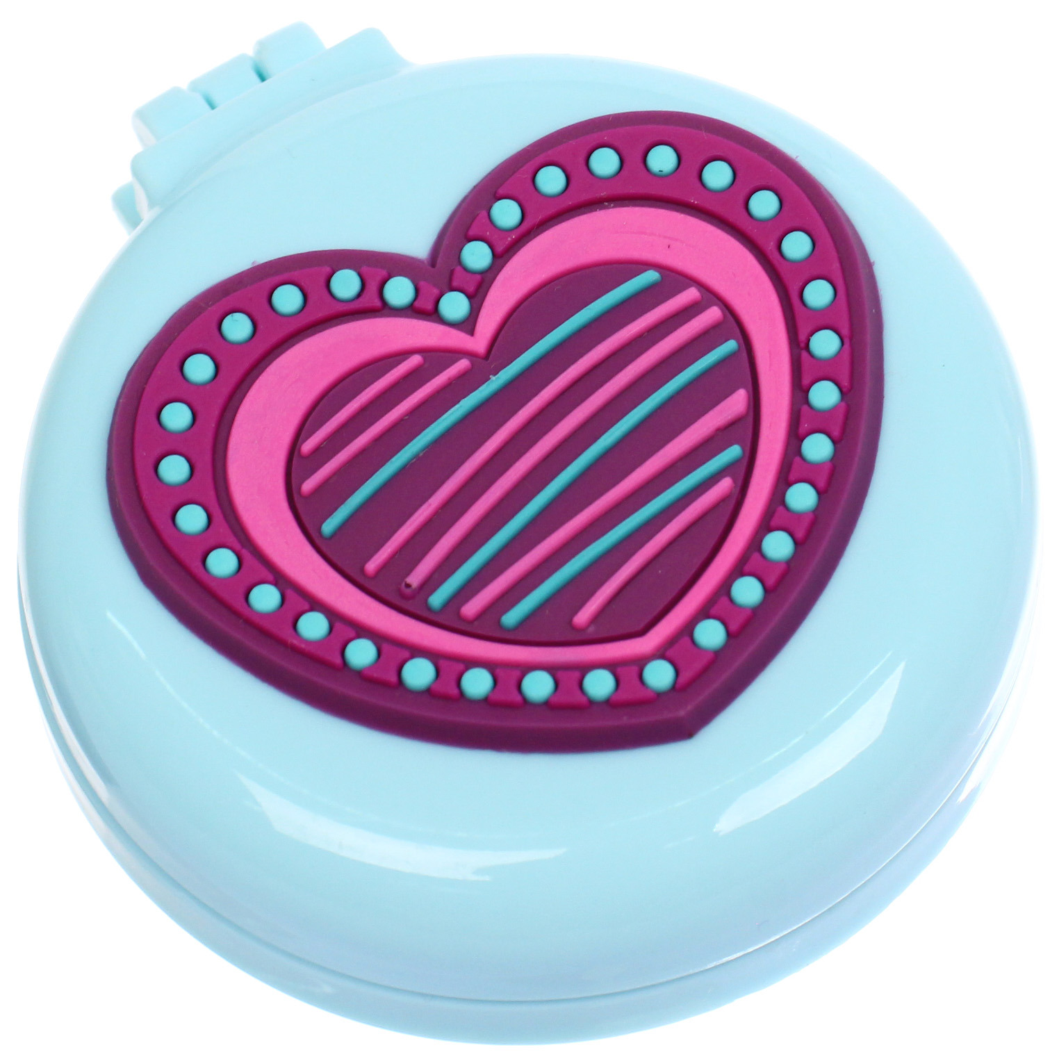 Расческа массажная детская складная "КАРАМЕЛЬ", сердце, цвет голубой, d-6см (пакет с подвесом)