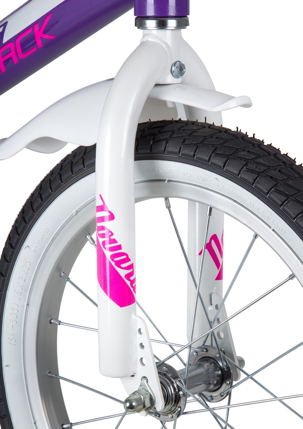 Велосипед NOVATRACK 16" NOVARA, лиловый, алюм. рама, тормоз нож, короткие крылья, нет багажника