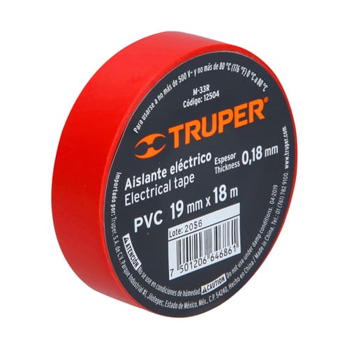 Изолента ПВХ склеевым акриловым слоем Truper 12504, 19 мм