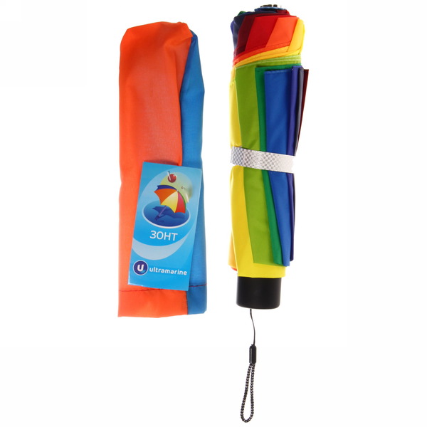 Зонт женский механический "Ultramarine - Радуга", ветроустойчивый, 10 спиц, d-99см, длина в слож. виде 24см