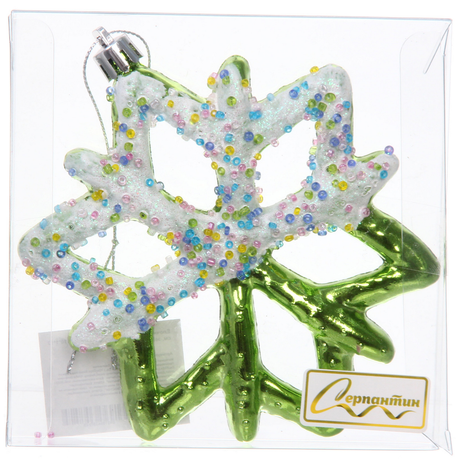 Елочная игрушка "Зимняя снежинка" 10*1*12 см, зеленый