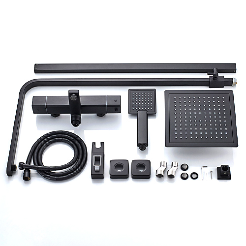 Стойка душевая с термостатом с тропическим душем картридж 35 мм латунь Ledeme L2424B