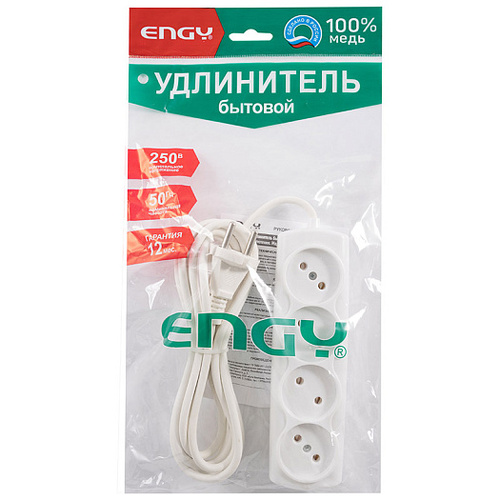 Удлинитель ENGY "Премиум" 3 м/4 розетки (ПВС 2х0,75)