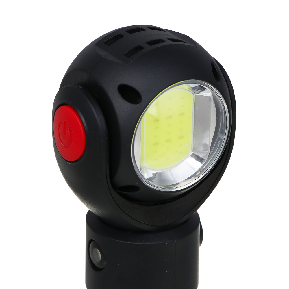 ЕРМАК Фонарь рабочий,T6+COB,7 режимов, алюминий, пластик, съемный аккум.1х18650, 3хAAA,красный свет